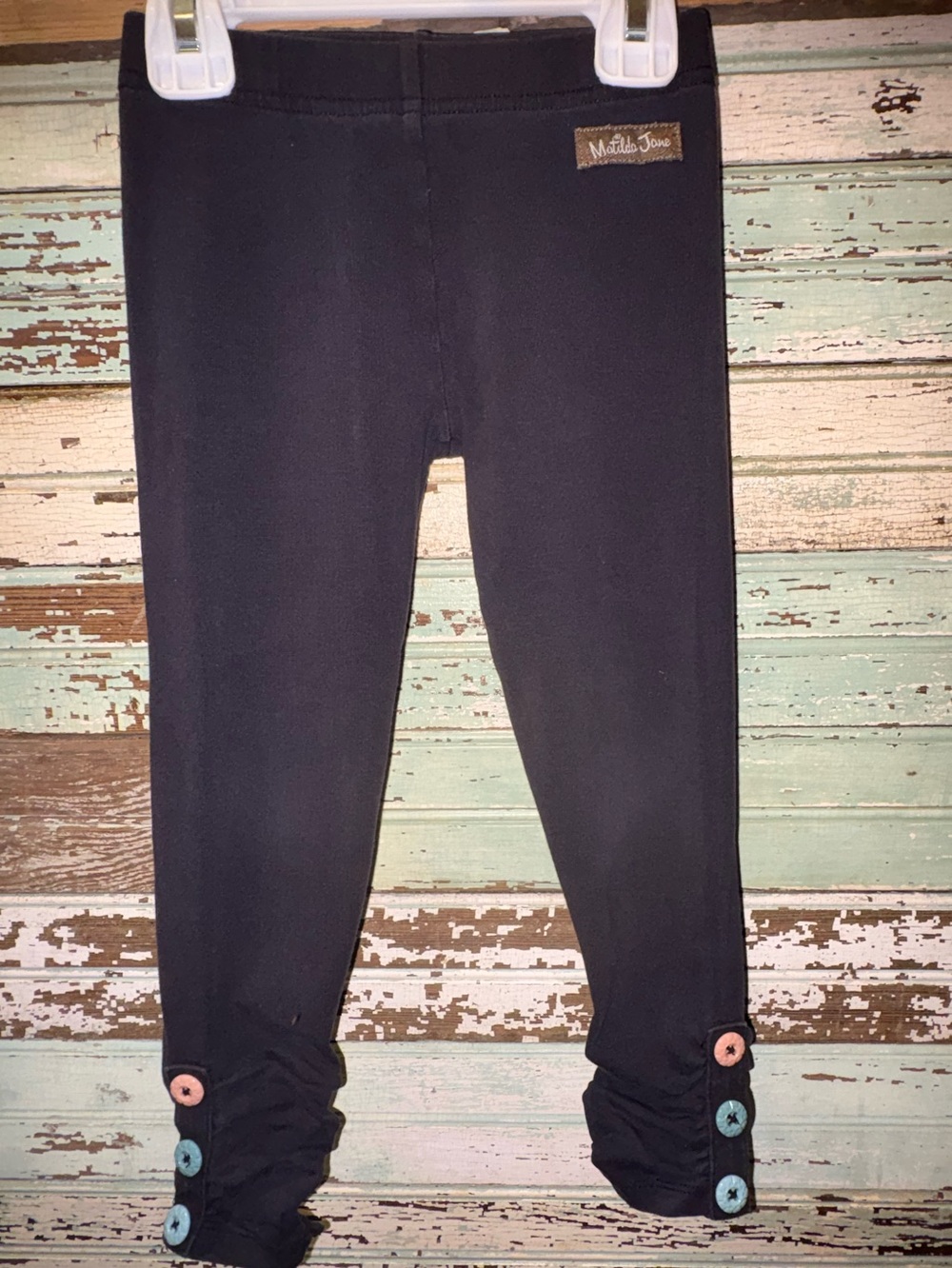 Matilda Jane Black Kids Leggings with Colorful Buttons